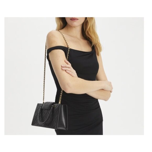 TORY BURCH Fleming East West leather small women's tote - Black - Picture 6 of 8